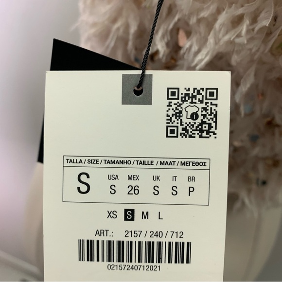 ZARA NWT Fuzzy Feathers Sequin Tube Top strapless Size S ref 2157/240 festival - Picture 8 of 10